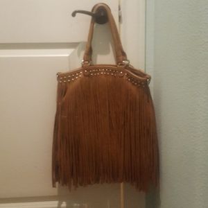 Leather fringed bag
